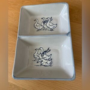 Louisville Stoneware "Gaggle of Geese"  divided Relish Dish/tray - vintage
